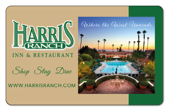 harris ranch logo on a picture of the dining room